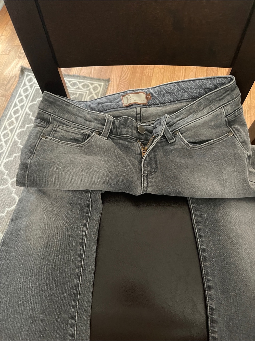 PAIGE Gray Skinny Jeans with Faded Wash